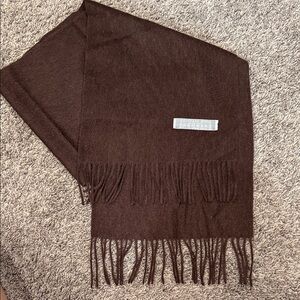 Geoffrey Beene Brown Fringe Cashmere Scarf